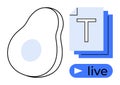 Abstract Representation of Creativity with Avocado, Text Document, and Live Streaming Concept Royalty Free Stock Photo