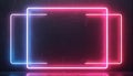 Minimalist background with glowing neon frames in blue and magenta colors. Rectangular shapes create a modern, futuristic design Royalty Free Stock Photo