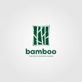 Minimalist bamboo logo vector illustration design in negative space Royalty Free Stock Photo