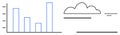 Minimalist Bar Chart and Cloud Outline Data Analytics and Cloud Computing Integration Royalty Free Stock Photo