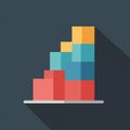 A minimalist bar chart on a dark background. Composed of colorful rectangular Royalty Free Stock Photo