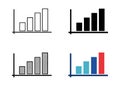 Minimalist bar chart icon set featuring various data visualization styles for business and web design Royalty Free Stock Photo