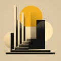Minimalist Baroque A Bauhaus-inspired Black And Yellow Abstract Illustration