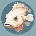 Minimalist Baroque Portraiture: Graphic Drawing Of A Monkfish