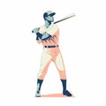 Minimalist Baseball Player Illustration on White Background for Sports Fans.