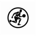 Minimalist Basketball Player Icon In Circle - Vector Illustration