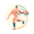 Minimalist Basketball Player Illustration on White Background for Sports Posters and Web Design.