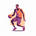 Minimalist Basketball Player Illustration on White Background for Sports Posters and Web Design.