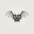 Minimalist Bat Tattoo: One-line Artboard Print With Long Mane Royalty Free Stock Photo