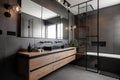 a minimalist bathroom with no clutter, featuring sleek and modern decor