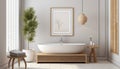 Minimalist Bathroom Retreat. Cozy and Bright with Natural Light and Warm Toned Materials