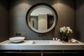 Minimalist Bathroom sink mirror design. Generate Ai Royalty Free Stock Photo