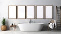 Minimalist Bathroom Wall Decor: Frameless Posters In Light Gray