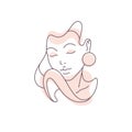 Minimalist beautiful feminine silhouette continuous line pastel spot modern avatar icon vector