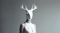 Minimalist Beauty: White Deer Headsuit Inspired By Eiko Ojala And Paulus Potter Royalty Free Stock Photo
