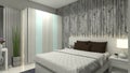 Minimalist Bedroom Design with Side Drawer and Wardrobe