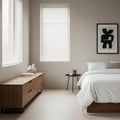 Minimalist Bedroom Interior with Modern Decor and Natural Light Royalty Free Stock Photo