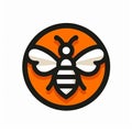 Minimalist Bee Icon in Orange Circle Royalty Free Stock Photo