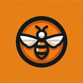 Minimalist Bee Icon in Orange Circle Royalty Free Stock Photo