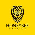 Minimalist bee M V MV letter logo design. Simple honeycomb initial MV logo brand