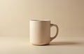 Minimalist beige coffee mug placed on neutral background. Simple design accentuates the ceramic texture. This photo is suitable Royalty Free Stock Photo