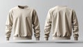 Minimalist Beige Crewneck Sweatshirt Front and Back View Royalty Free Stock Photo