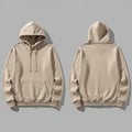 Minimalist beige hoodie with drawstrings and pockets Royalty Free Stock Photo