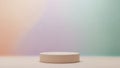 Minimalist Beige Pedestal on Soft Pastel Gradient Background with Subtle Lighting 976 Royalty Free Stock Photo
