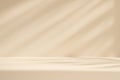 Soft beige studio background with diagonal shadow patterns and a subtle foreground platform Keywords: beige, background, studio, Royalty Free Stock Photo