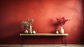 Minimalist Bench With Vases: Earthy Tonalist Color Scheme