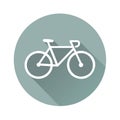 Minimalist Bicycle Icon Flat Design with Long Shadow in a Modern Circle Royalty Free Stock Photo