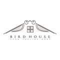 Minimalist Bird house/pet house line art logo design