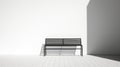 Minimalist Black Bench On White Floor: Industrial Design Inspiration