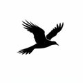 Minimalist Black Bird In Flight Illustration