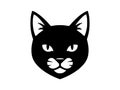 Minimalist black cat head vector illustration isolated on white background. Royalty Free Stock Photo