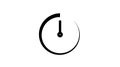 Minimalist black clock icon with a broken circular ring and a centered vertical hand on a white background, vector outline style Royalty Free Stock Photo