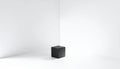Minimalist Black Cube Podium on White Background Royalty Free Stock Photo