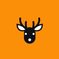 Minimalist Black Deer Icon On Orange Background