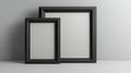 Mock up poster frame, Minimalist black frames on gray wall, highlighting elegance and simplicity in modern design Royalty Free Stock Photo