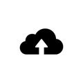 Simple Black Glyph Style Cloud with Arrow Up Symbol Icon Royalty Free Stock Photo