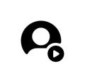 Minimalist Black Glyph Person with Play Button User Icon Royalty Free Stock Photo