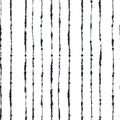 Minimalist Black Ink Hand-Drawn Vertical Stripes on White Background Pattern. Royalty Free Stock Photo