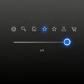 A minimalist black interface features icons for settings, search, home, and user, Royalty Free Stock Photo