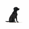 Minimalist Black Labrador Sitting Dog Vector - High Quality Uhd Image