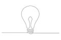 Single line drawing of a light bulb on white background Royalty Free Stock Photo