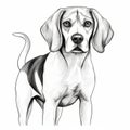 Minimalist Black Line Sketch Art Of A Beagle