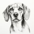 Minimalist Black Line Sketch Art Of A Beagle