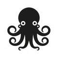 Minimalist Black Octopus Icon On White Background