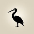 Minimalist Black Pelican Icon On Beige Background