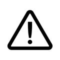Black Warning Sign Icon. General Caution and Hazard Graphic. Royalty Free Stock Photo